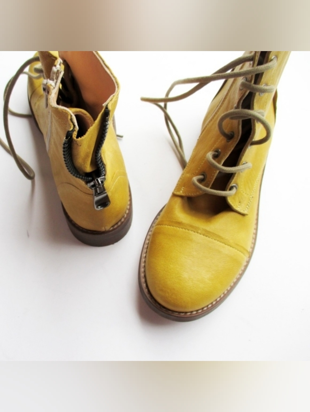 Free People Portland Campus Lace Up Booties Banana Tan - Picture 8 of 11